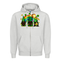 Dove Grey St. Patrick's afro gnomies with rainbow Zipper Hoodie - BundleAndBundleShop