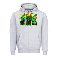 Heather Grey St. Patrick's afro gnomies with rainbow Zipper Hoodie - BundleAndBundleShop