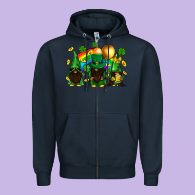 St. Patrick's Afro Gnomies With Rainbow Zipper Hoodie Designed By Bundleandbundleshop
