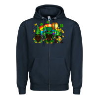 Navy St. Patrick's afro gnomies with rainbow Zipper Hoodie - BundleAndBundleShop