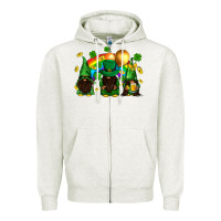 Oatmeal Heather St. Patrick's afro gnomies with rainbow Zipper Hoodie - BundleAndBundleShop