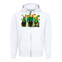 White St. Patrick's afro gnomies with rainbow Zipper Hoodie - BundleAndBundleShop
