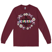 Burgundy he has risen Long Sleeve Tee - MaliasSmallBusiness