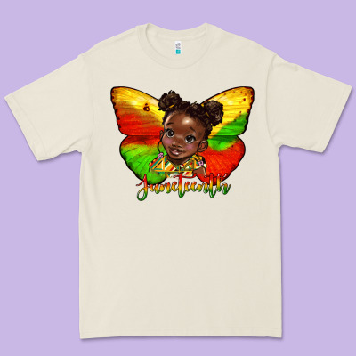 Juneteenth Butterfly Black Girl Premium Tee Designed By Hra Design Shop