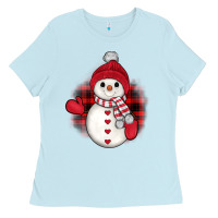 Baby Blue snowman christmas Ladies Tee - JahusDesignShop