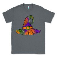 Charcoal Heather Spider Web Witch Hat Classic Tee - Jasminsmagicworld