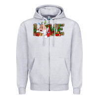 Heather Grey Love And Santa With Gift Boxes Zipper Hoodie - BundleAndBundleShop