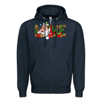 Navy Love And Santa With Gift Boxes Zipper Hoodie - BundleAndBundleShop