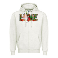Oatmeal Heather Love And Santa With Gift Boxes Zipper Hoodie - BundleAndBundleShop