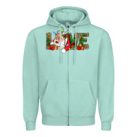 Seafoam Love And Santa With Gift Boxes Zipper Hoodie - BundleAndBundleShop