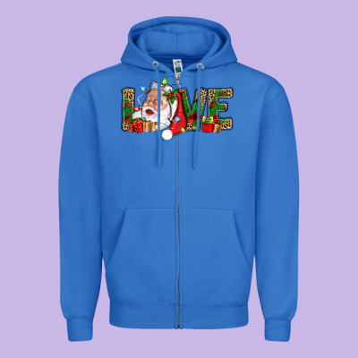Love And Santa With Gift Boxes Zipper Hoodie Designed By Bundleandbundleshop