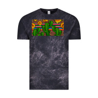 Cloud Black sunflowers and cactus license plate Vintage Tee - Artiststas
