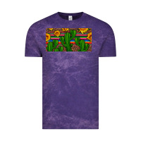 Cloud Purple sunflowers and cactus license plate Vintage Tee - Artiststas