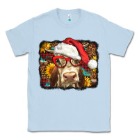 Dusty Blue Christmas Cow Classic Tee - LillyAllenDesigns