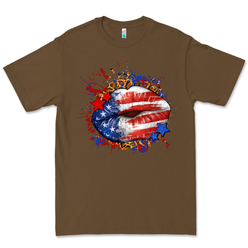 Leopard American Flag Lips Premium Tee by Neo Western | Teevron