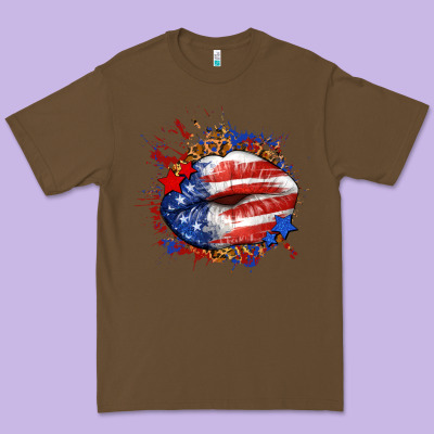 Leopard American Flag Lips Premium Tee Designed By Neo Western