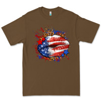 Cacao Leopard American flag lips Premium Tee - Neo Western
