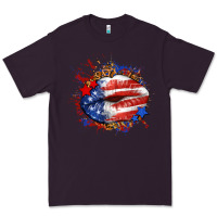 Plum Leopard American flag lips Premium Tee - Neo Western