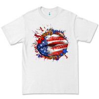 White Leopard American flag lips Premium Tee - Neo Western
