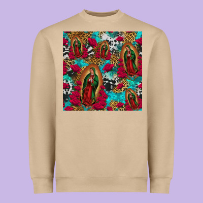 Lady Of Guadalupe Western Seamless Heavyweight Sweatshirt Designed By Jasminsmagicworld