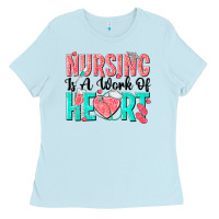 Baby Blue nursing is a work of heart Ladies Tee - texasbilliewilder