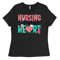 Black nursing is a work of heart Ladies Tee - texasbilliewilder