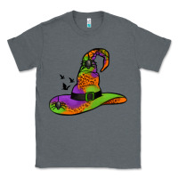 Charcoal Heather Witch Hat With Spiders Classic Tee - Jasminsmagicworld