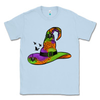 Dusty Blue Witch Hat With Spiders Classic Tee - Jasminsmagicworld