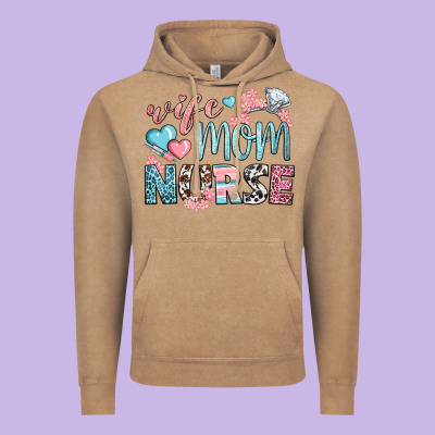 Wife Mom Nurse Vintage Hoodie Designed By Bundleandbundleshop