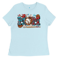 Baby Blue mom baseball Ladies Tee - Zillion Design Studio