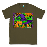 Army Green Witch's Hat 100 That Witch Classic Tee - Jasminsmagicworld
