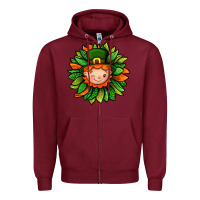 Burgundy St. Patricks Sunflower With Dwarf Zipper Hoodie - BundleAndBundleShop