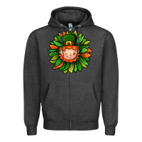 Charcoal Heather St. Patricks Sunflower With Dwarf Zipper Hoodie - BundleAndBundleShop