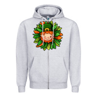 Heather Grey St. Patricks Sunflower With Dwarf Zipper Hoodie - BundleAndBundleShop