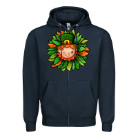 Navy St. Patricks Sunflower With Dwarf Zipper Hoodie - BundleAndBundleShop