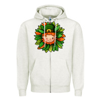 Oatmeal Heather St. Patricks Sunflower With Dwarf Zipper Hoodie - BundleAndBundleShop