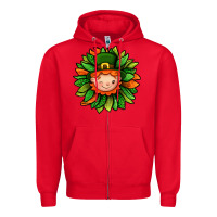 Red St. Patricks Sunflower With Dwarf Zipper Hoodie - BundleAndBundleShop