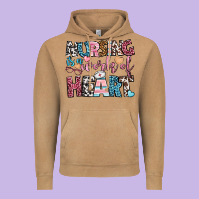 Nursing Is A Work Of Heart Vintage Hoodie Designed By Bundleandbundleshop