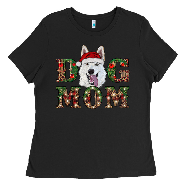 Christmas  White Shepherd Dog Mom Ladies Tee by RanaPortraitStore | Teevron