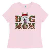Bubblegum Pink christmas  white shepherd dog mom Ladies Tee - RanaPortraitStore