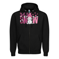Black Pink Let It Snow With Cute Snowman Zipper Hoodie - BundleAndBundleShop