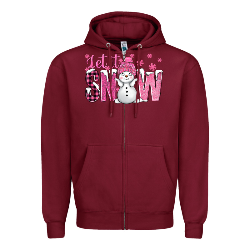 Pink Let It Snow With Cute Snowman Zipper Hoodie by BundleAndBundleShop | Teevron