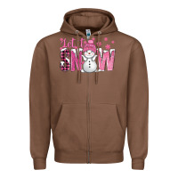 Chestnut Pink Let It Snow With Cute Snowman Zipper Hoodie - BundleAndBundleShop