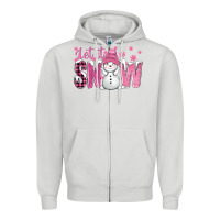 Dove Grey Pink Let It Snow With Cute Snowman Zipper Hoodie - BundleAndBundleShop