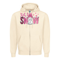 Sandshell Pink Let It Snow With Cute Snowman Zipper Hoodie - BundleAndBundleShop