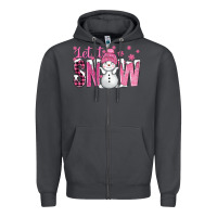 Smoke Pink Let It Snow With Cute Snowman Zipper Hoodie - BundleAndBundleShop