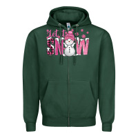 Sports Green Pink Let It Snow With Cute Snowman Zipper Hoodie - BundleAndBundleShop
