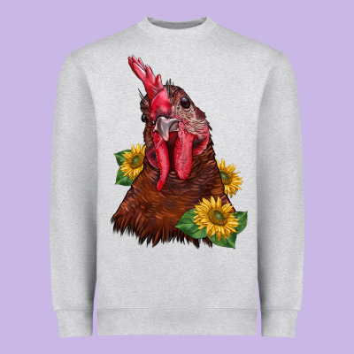 Rooster Sunflower Heavyweight Sweatshirt Designed By Barkaloodesign