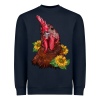 Navy rooster sunflower Heavyweight Sweatshirt - BarkalooDesign