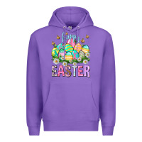 Purple Happy Easter with eggs Premium Hoodie - NancyCooperArtShop